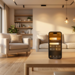 Modern living room with smart LED lighting
